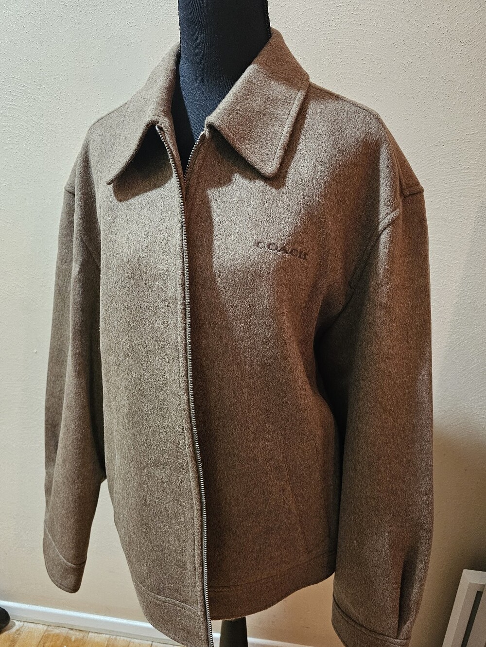 Coach Unisex Brown Zip-Up Wool-Blend Sweater Jacket